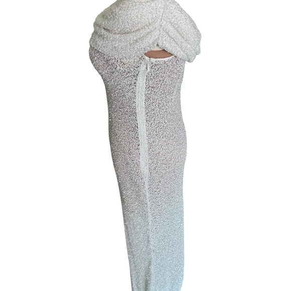 Self-Portait - Elegant Off-Shoulder Beaded White Evening Gown Sz 6 - Picture 6 of 10